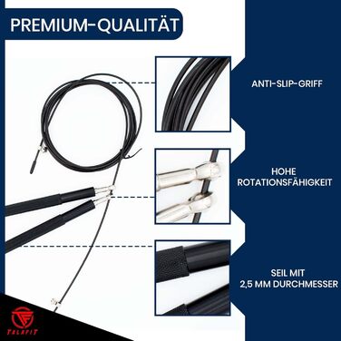 Професійне скакалка для кросфіту | Регульоване фітнес-канат з високошвидкісними підшипниками | Боксерська скакалка | З сумкою (Сріблястий)