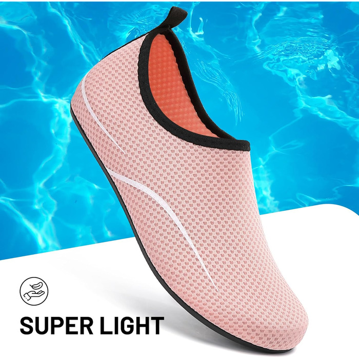 Чоботи для плавання унісекс: легкі, швидковисихаючі, для пляжу, басейну, серфінгу, йоги (43 EU, рожевий)