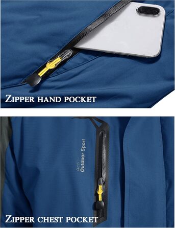 Зимова куртка KEFITEVD для чоловіків: водонепроникна, тепла, з капюшоном, softshell, флісова, розмір M, колір джинсовий блакитний