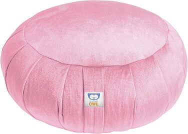 Медитаційна подушка Sensory Owl Zafu для йоги, оксамит, наповнювач гречані лузга, кругла, висота 18 см, діаметр 35 см, рожевий