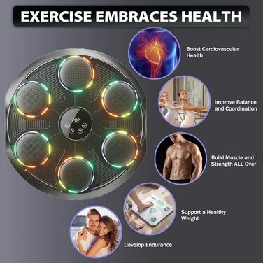 Музична боксерська машина Kensbro з LED-підсвіткою, Bluetooth, 12 швидкостей та режимів, для дорослих та дітей