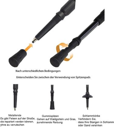 Трекінгові палиці ANGNYA з антивібраційною системою, телескопічні, легкі, для піших прогулянок, кемпінгу, гір