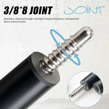 CRICAL Більярдний кий з карбонового волокна, 147.3 см, професійний, з'єднання 3/8 x 8, наконечник 12.5 мм