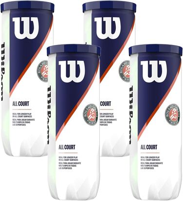 Тенісні м'ячі Wilson Roland Garros All Court, жовті, 3 шт, універсальні, для дорослих, у пачці 4 упаковки
