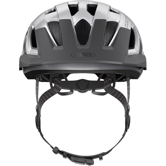ABUS Stadthelm Urban-I 3.0 ACE: спортивний шолом для велосипеда з LED-ліхтариком, подовженим козирком та магнітною застібкою, для жінок та чоловіків, сріблястий (gleam silver), L (56-61 см)