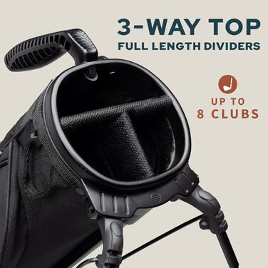Гольф сумка Sunday Golf Loma XL: Легка, з ременем та стійкою – Ідеальна для поля та Executive курсів, 3.4 фунти, Матово-чорна