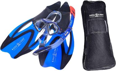 Набір для сноркелінгу Aqualung Proflex X з маскою, трубкою та ластами, прозорий синій, розмір 40-42, з чохлом