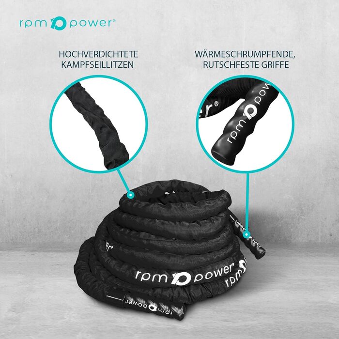 Ремін для силових тренувань RPM Power Battle Rope - 12 метрів (з анкером)