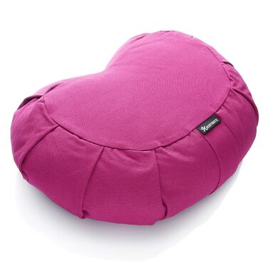 Подушка для йоги BODYMATE Halbmond 42x30x15 см, рожева - гречане лушпиння, бавовняний чохол, подушка для медитації