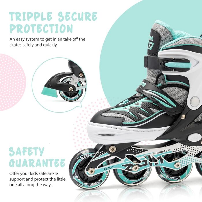 Інлайнери дитячі 2PM SPORTS Cytia Rosa з регульованим розміром та світлодіодними колесами, рожеві. Для дівчаток та хлопчиків, розмір EU 32-35.