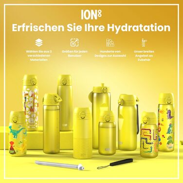Дитяча пляшка для води ion8 Evo, 400 мл, нержавіюча сталь, жовта