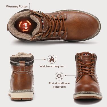 Чоловічі зимові черевики ANALEAF - теплі, водонепроникні, трекінгові, зелені (сіро-коричневі), 42 EU