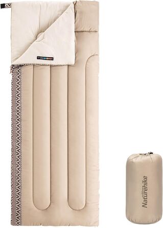 Спальний мішок Naturehike для дорослих та дітей: водонепроникний, легкий, 3-4 сезони, 190x75 см (кремово-бежевий)