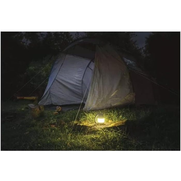 LED кемпінговий ліхтар EMOS - багатофункціональний, портативний, 3 режими, 215 лм, 305 м, 90 годин, на батарейках (3x AA), для відпочинку на природі, чорно-жовтий