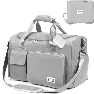 Складана дорожня сумка Flintronic 36L, водонепроникна спортивна сумка для подорожей, велика сумка для чоловіків і жінок, з біркою для багажу, сіра