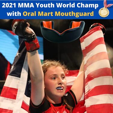 Захисний капу для дітей Oral Mart, чорний/оранжевий, BPA-free, для карате, фетбол, бокс, MMA, хокей (10 років і менше)