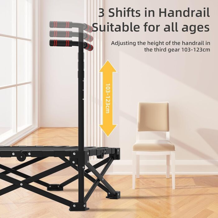 Батут фітнес складаний 106 см, вантажопідйомність 200 кг, регульована ручка (3 положення), тихий, для дітей та дорослих, для дому/вулиці