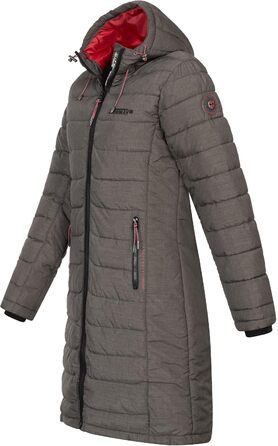 Жіноча зимова куртка-пальто Geographical Norway FVS Production H-H, довга стібана парка, колір хакі, розмір M