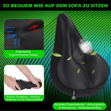 Покриття для сідла велосипеда Zacro Gel Überzug, чорний, 28x19 см. Захист від вологи, комфорт для чоловіків, жінок та дітей.