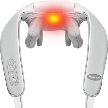 Масажер для шиї та спини з підігрівом, Shiatsu масажер, для шиї, спини, плечей, попереку, ніг, м'язів, сірий. Чудовий подарунок на Різдво!