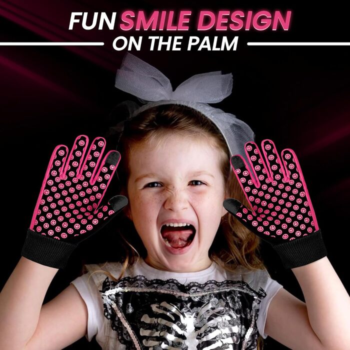 Водонепроникні дитячі рукавички для велосипеда, рукавички для дівчаток та хлопчиків, рукавички з сенсорним екраном для дітей 4-12 років, неслизькі та теплі, спортивні рукавички Softshell розмір Medium [6-8] рожеві