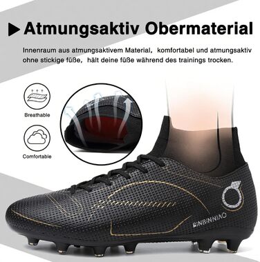 Футбольні черевики для чоловіків Madame Großer Junge, білі Tf (35 EU, чорний Ag)