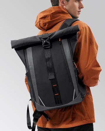 Рюкзак Inateck RollTop для ноутбука 22–26,8 л з водонепроникною блискавкою та відкриттям на 180°, для роботи, подорожей, навчання