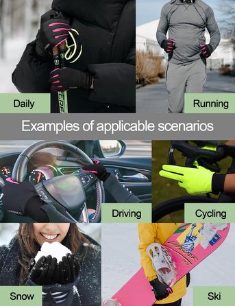 Зимові рукавички для велоспорту та катання на лижах з сенсорним екраном, вітрозахисні, теплі, зелені, XL