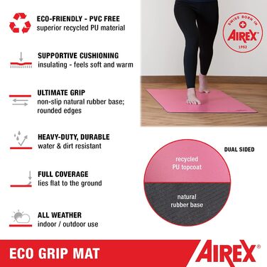 Еко-йога-мат Airex Eco Grip рожевий, нековзкий килимок для йоги