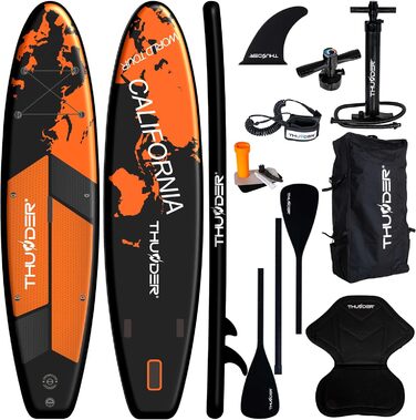 Надувна SUP-дошка THUNDER 320/365 см, зелена, з насосом, рюкзаком і регульованим веслом, протиковзкий PVC, заміна для каяка або понтона