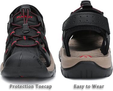 Чоловічі сандалі FLARUT для туризму та пляжу, шкіряні трекінгові, спортивні, літні, чорні, 44 EU