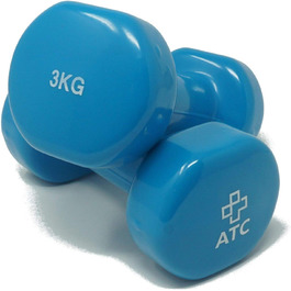 Вінілові гантелі 3 кг, 1 пара ATC Handels GmbH – короткі гантелі для фітнесу, аеробіки, реабілітації, силових тренувань