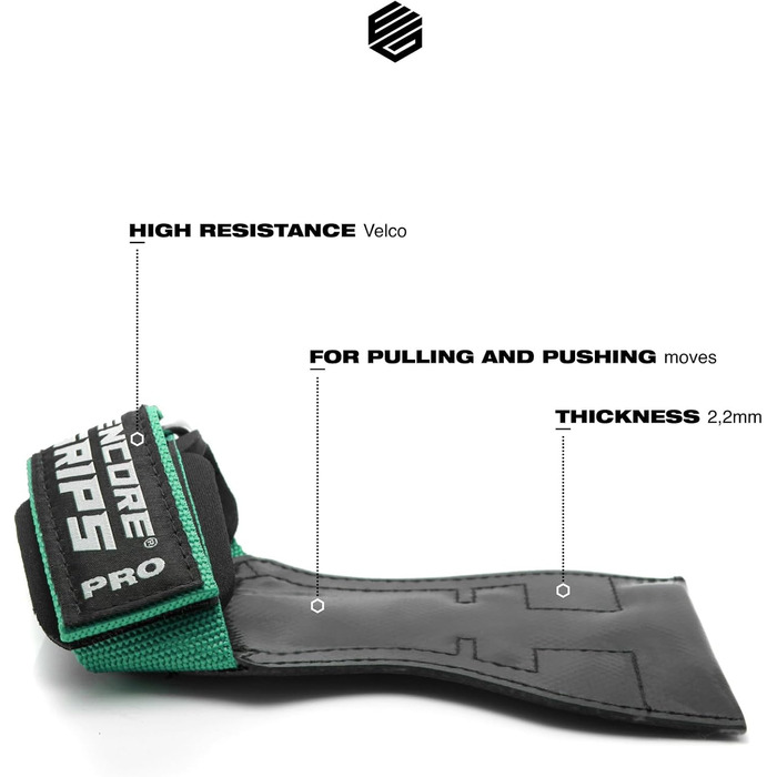 Лямки для силових тренувань та бодібілдингу Zughilfen Grip Pads з підтримкою зап'ясть та швидкою фіксацією, колір Mint, розмір L