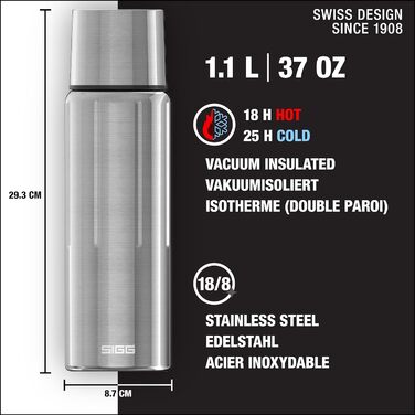Термос SIGG Gemstone IBT з чашкою, ізольована пляшка для напоїв, нержавіюча сталь 18/8, легка, герметична, BPA-free, 0,5/0,75/1,1 л
