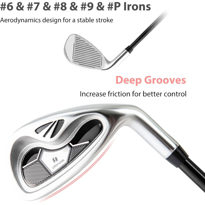 LIFEZEAL Комплект жіночого гольф-сету: ключки, сумка, драйвер, фейрвей, гібрид, айрон, паттер (чорний)