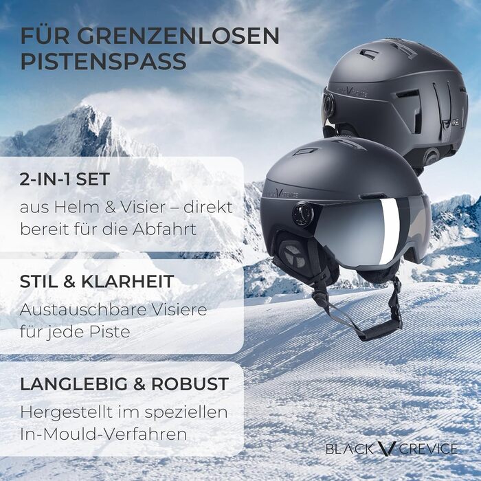 Шолом гірськолижний Black Crevice Calgary з візором, Gun mat/Silver, S/M (54-57 см)