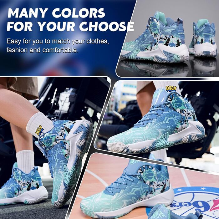 Баскетбольні кросівки для чоловіків, високі, для активного відпочинку, спортивна ходьба, біг, блакитні. Зручні, легкі, сітчасті.