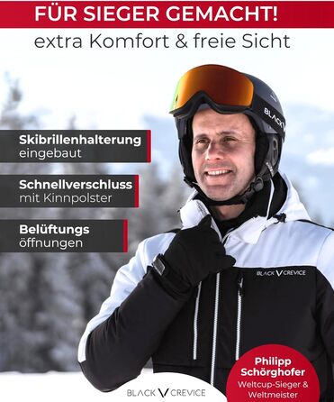 Чорний шлем для гірськолижного спорту Crevice Ischgl – міцний, спортивний, дихаючий, регульований, розмір S, білий