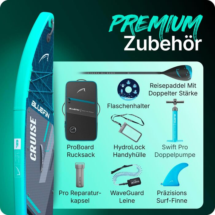 Надувне SUP Bluefin Cruise 10'8: Комплект для веслування на дошці | Преміум якість, протиковзке покриття, для дорослих та підлітків | Blue Gecko