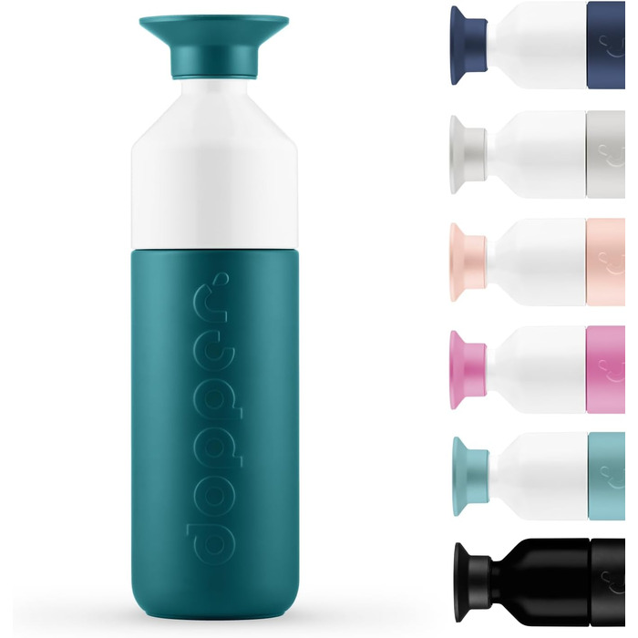 Термос-фляга Dopper Insulated 580 мл Green Lagoon – подвійні стінки, з нержавіючої сталі, герметична, зберігає 24 год холод, 9 годин тепло – термочашка для води, чаю, кави