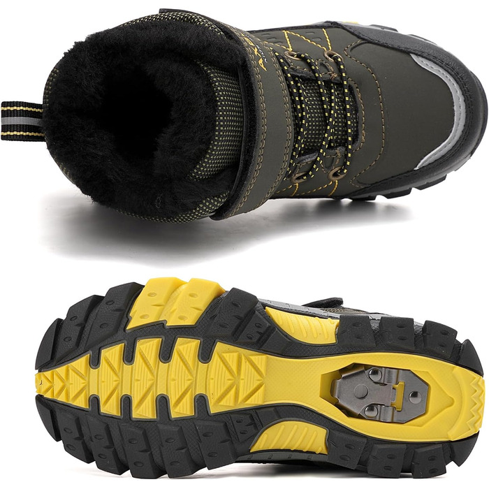 Зимові черевики для дітей TARELO, непромокаючі зимові чоботи, черевики для хлопчиків та дівчаток, утеплені трекінгові черевики 32-39 (Зелений, 39 EU)