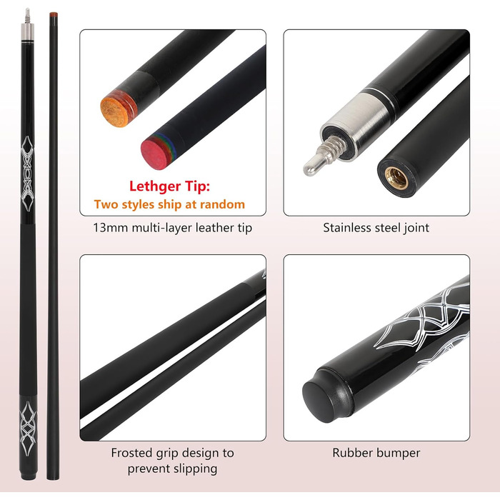 Більярдні кий Dysdensa: кий для більярдного столу з композитного матеріалу Fiberglas-Graphit, вага 510-595 г, довжина 147 см, білий (чорний, 2 шт.)