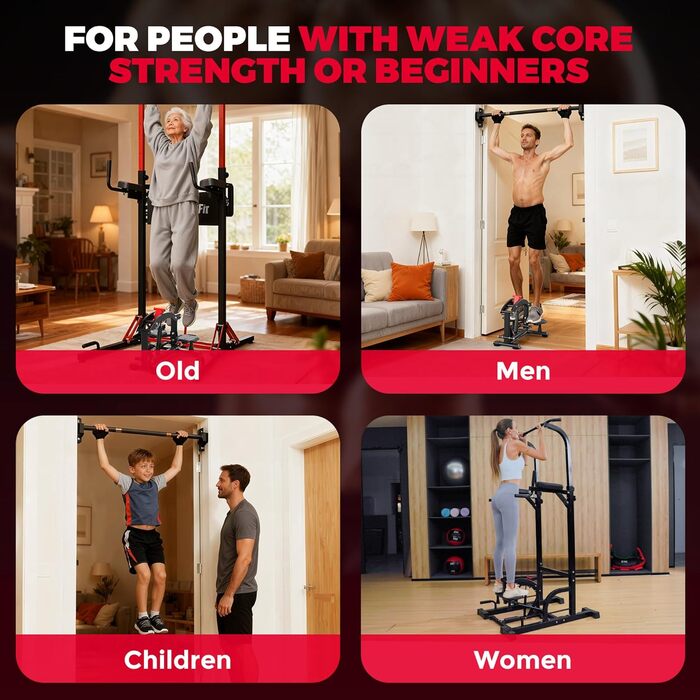 Багатофункціональний силовий комплекс ONETWOFIT Power Tower: турнік, бруси та станція для підтягувань, регульована висота 127-220 см, навантаження до 180 кг