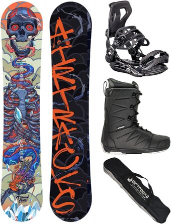 Набір для сноубордингу Airtracks для чоловіків: фрірайд, фристайл, Diamond Heart Carbon Wide Hybrid Rocker, кріплення Master, черевики, сумка SB, 150/155/160 см, сноуборд 150 см, черевики Star Black 43
