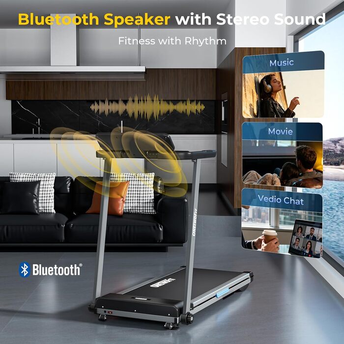 ONETWOFIT Walking Pad: складаний біговий доріжки з пультом, керуванням через додаток та вбудованими колонками