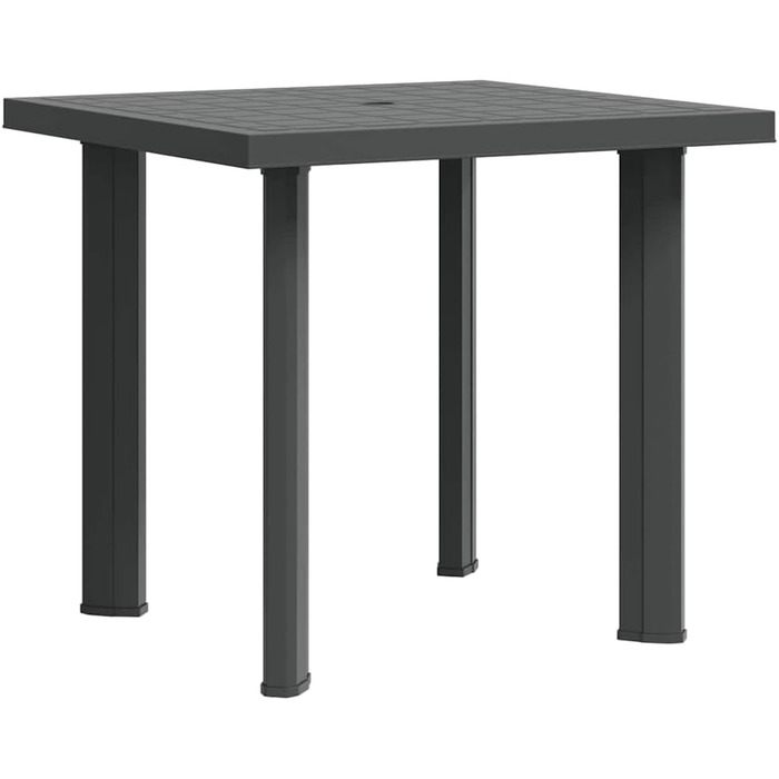 Садовий стіл vidaXL 101x68x72 см, пластиковий, чорний, з отвором для парасольки - для балкона та саду