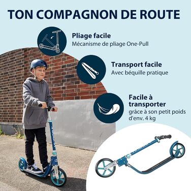 Самокат HUDORA BigWheel 215 алюмінієвий, до 100 кг, складаний, для дітей, підлітків та дорослих