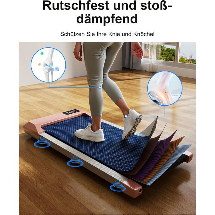 Тренажер для ходьби Copant Walking Pad з керуванням через додаток, столик для бігу, 6 км/год, максимальне навантаження 136 кг, професійні курси та багатокористувацькі змагання (Золотий, 90 см)