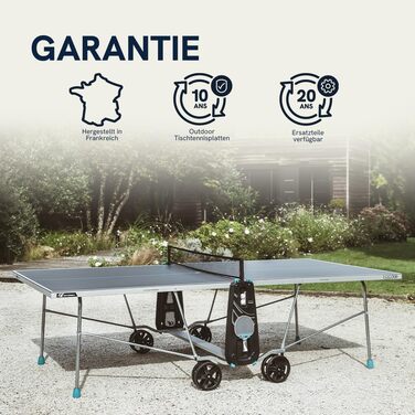 Стіл для тенісу Cornilleau 100X: складаний, вуличний, блакитний/сірий, стійкий до погодних умов, 4 мм меламінова смола