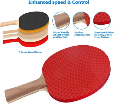 FBSPORT Набір для настільного тенісу Професійний: 2 ракетки, сітка, 6 м'ячів, сумка. Підходить для дорослих та сімей, для гри в приміщенні та на вулиці, чорний